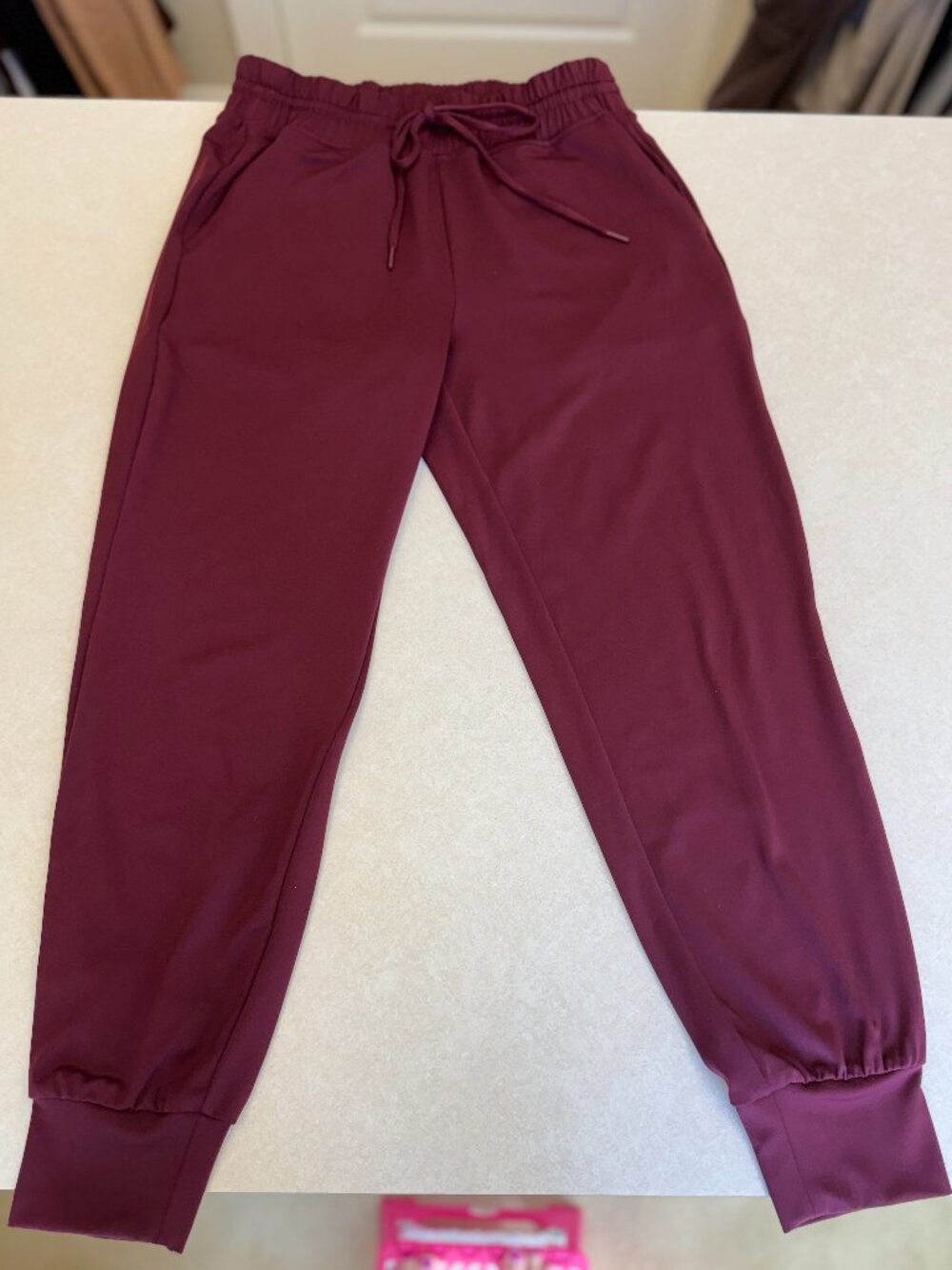 Lou & Grey Burgundy Full-Length Jogger Pants Drawstring Waist Size S